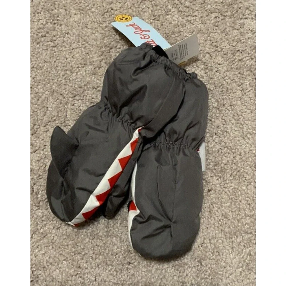 Cat & Jack Infant Boys Gray Shark Winter Insulated Mittens Size 12-24M